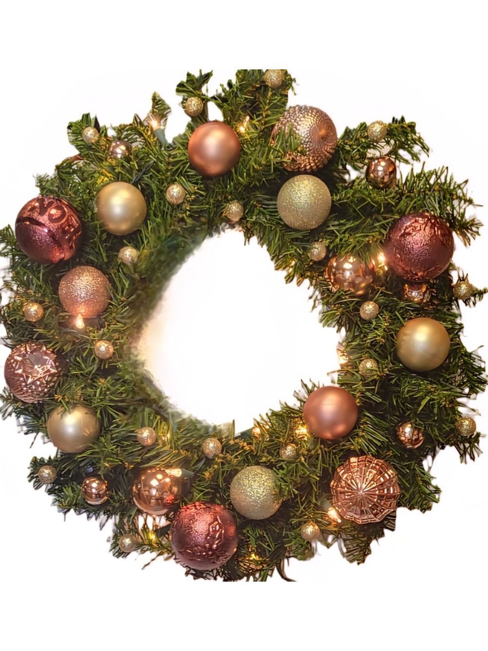 Handmade Pink and Gold Christmas Wreath 19 Inch